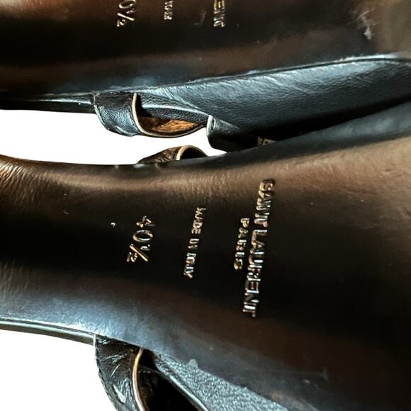 Saint Laurent Black Leather Platform Heel Sandal Silver Hearts EU 40.5 US 10.5 - Picture 12 of 14